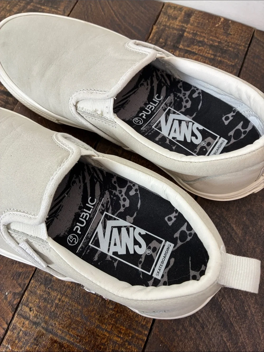 Vans x Public Men's 5.5 Slip-On Suede Sneakers Light Gray Skate